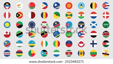 National flags in circle shape. National flags set. World flags. Flags of countries