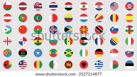 National flags in circle shape. National flags set. World flags. Flags of countries