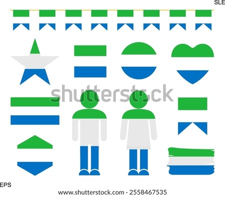 Sierra Leone flag set. Isolated Sierra Leone flag on white background