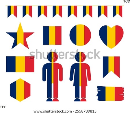 Chad flag logo. Isolated Chad flag on white background