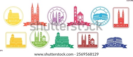 Croatia set. Isolated Croatia on white background