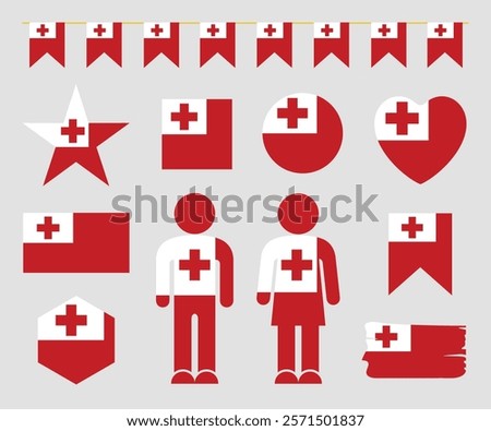 Tonga flag set. Isolated Tonga flag on white background