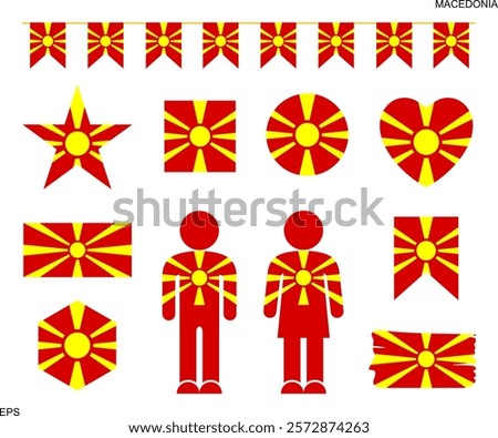 Macedonia flag logo. Isolated Macedonia flag on white background