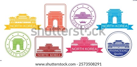 North Korea set. Isolated North Korea on white background