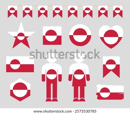 Greenland flag set. Isolated Greenland flag on white background