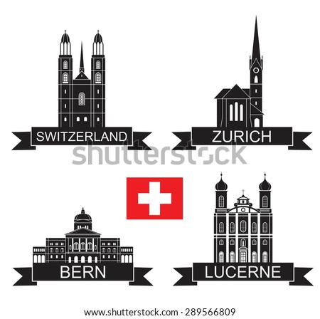 Switzerland logo. Isolated Switzerland architecture on white background