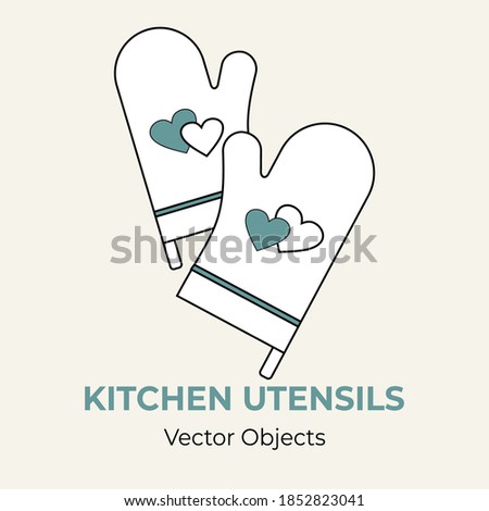 Kitchen gloves vector illustration. Kitchen protective glove potholder mittens vector line illustration. Isolated logo icon cafe menu banner flayer. Oven glove logo white silhouette isolate background