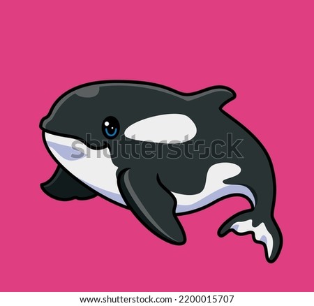 cute orca whale. isolated cartoon animal illustration. Flat Style Sticker Icon Design Premium Logo vector. Mascot Character