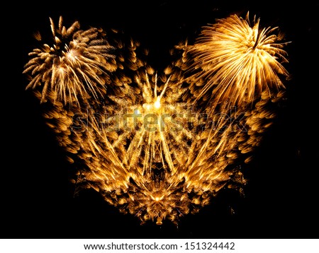 Love Fireworks gold heart