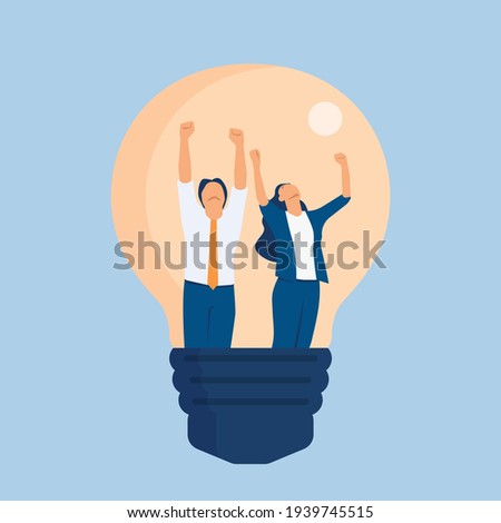 Business people success idea inside a lightbulb, Vector illustration in flat style