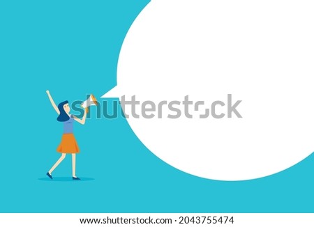 Businesswoman protest leader with speech bubble, Vector illustration design concept in flat style