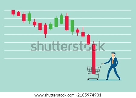 Bitcoin market was hit by a price slash, Investing in the stock market and crypto currency, stock price drop, buy cheap, Vector illustration design concept in flat style