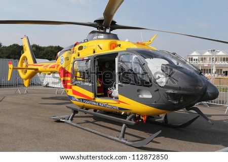 BERLIN - SEP 11: Medical helicopter Eurocopter EC 135 shown at ILA Berlin Air Show 2012 on September 11, 2012, Berlin, Germany.