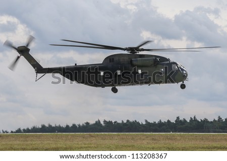 BERLIN - SEP 11: Military helicopter Sikorsky CH-53 GA shown at ILA Berlin Air Show 2012 on September 11, 2012, Berlin, Germany.