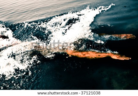 Closeup Photo Of A Man Diving And Splashing Water