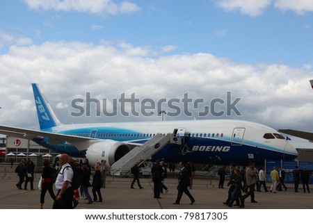PARIS - JUN 23: Boeing 787 Dreamliner on 49th Paris Air Show on June 23, 2011 in Paris, France.