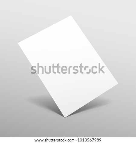 Empty paper sheet. A4 format paper with shadows on gray background. Vector Illustration EPS10.