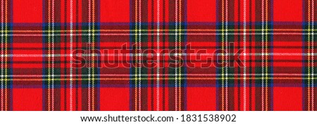 
National Scottish woven ornament - 'Scottish Cage'. Tartan 'Caledonia', 'Scotch', long format banner. Foto d'archivio © 