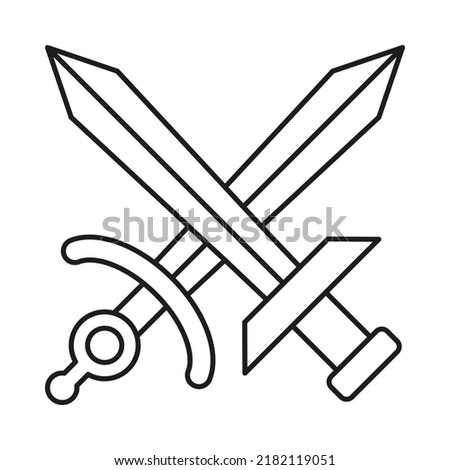 Sword, Fighting concept line icon. Simple element illustration. Sword, Fighting concept outline symbol design from war set. Can be used for web and mobile on white background
