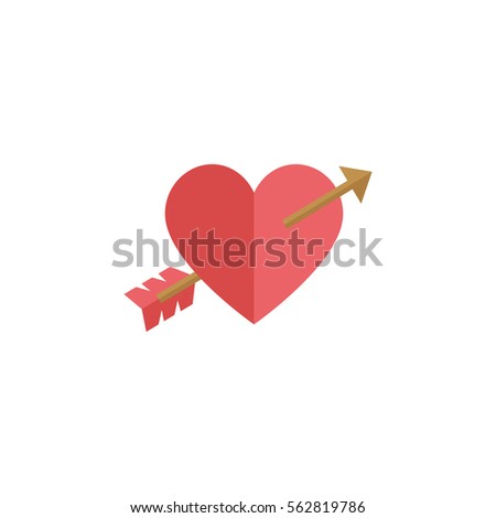 Lovestruck or arrow through heart flat icon for apps and websites