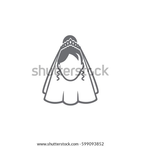 Woman in bridal veil icon on white background. Vector illustration