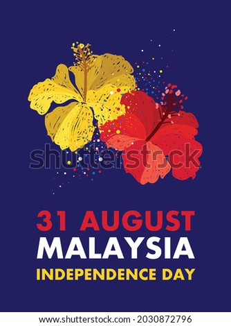 Malaysia Independence Day, Hari Merdeka Illustration, Bunga Raya, Hibiscus, Bunga Kebangsaan, 31 August 1957