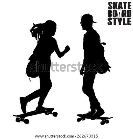 Vector silhouette of young woman in dress - Stock Image - Everypixel