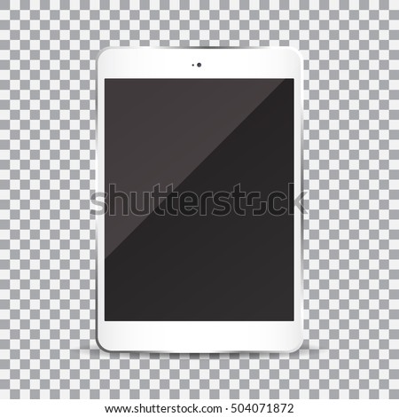 Tablet with blank screen on a transparent background