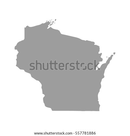 Wisconsin map in gray on a white background