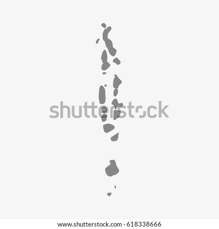 Maldive Islands in gray on a white background