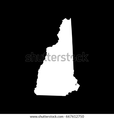 New Hampshire map in white on black background
