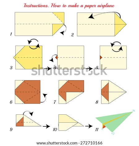 Instructions How To Make Paper Airplane Plane Tutorial Step By Vector Instructions How To Make Paper Airplane Plane Tutorial Step By Vector