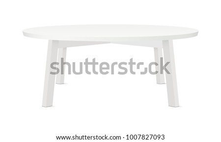 Blank round table mockup, isolated on white background. Vector illustrtaion