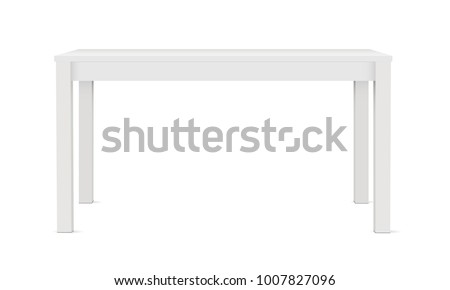 Blank rectangular table mockup, isolated on white background - front view. Vector illustrtaion