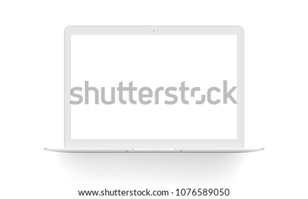 Laptop mock up front view, isolated on white background. Vector illustration