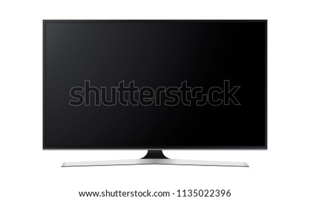 Wide television screen mock up isolated on white background. Vector illustration