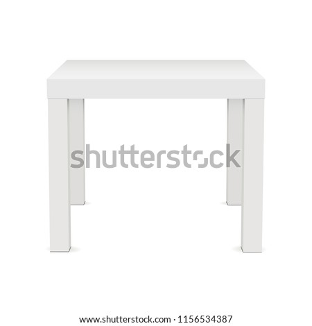 White square table mock up - front view. Vector illustration