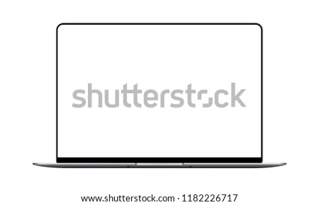 Laptop mock up with blank frameless screen - front view. Vector illustration