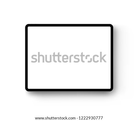 Black tablet computer horizontal mock up - front view. Vector illustration