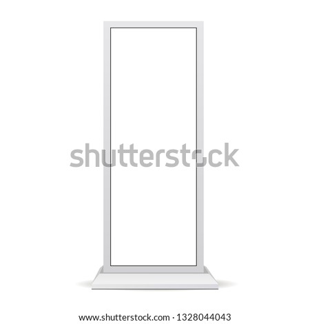 Digital signage mockup with blank screen isolated on white background - front view. Vector illustration