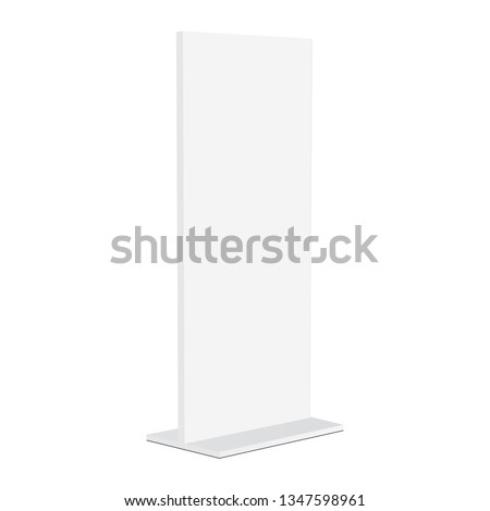 Advertising totem mockup isolated on white background - half side view. Vector illustration