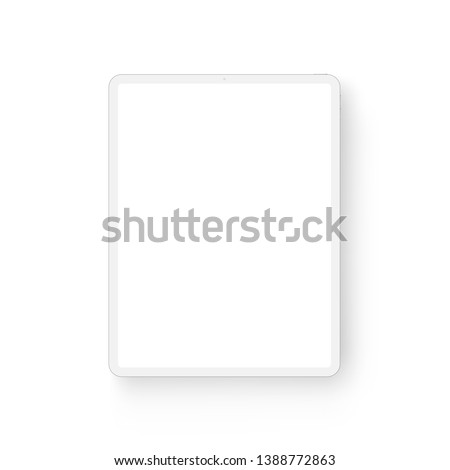 Clay tablet computer mockup - front view. Vector illustration