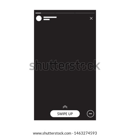 Mobile photo frame template stories with swipe up button on social network. Vector illustration