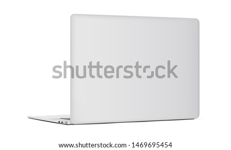 Laptop backside isolated on white background. Vector illustration
