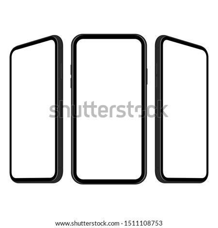 Three modern smartphones in flat design isolated on white background. Vector illustration