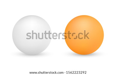 White and orange ping-pong balls isolated on white background. Vector illustration