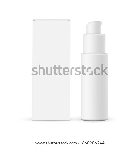 Similar – Image, Stock Photo Cosmetic pump dispenser bottle filled with green liquid on white, Palm leaf hard shadows