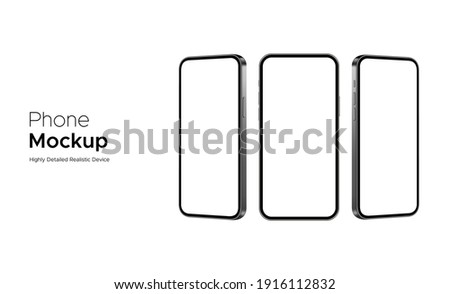 Phone Mockup, Highly Detailed Realistic Devices Isolated on White Background, Front and Side View. Vector Illustration ストックフォト © 