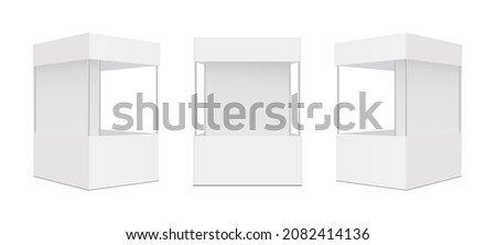Promotional Canopy Stall Mockup, Isolated on White Background, Front and Side View. Vector Illustration 商業照片 © 