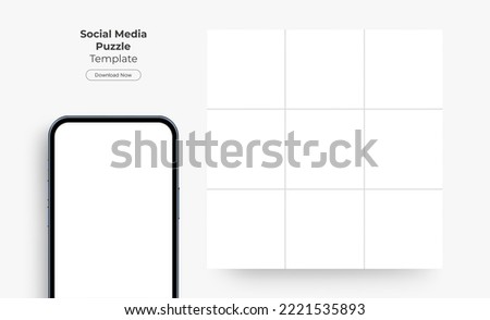 Smartphone With Blank Social Media Puzzle Template for Designs or Presentations Your Accounts. Vector Illustration